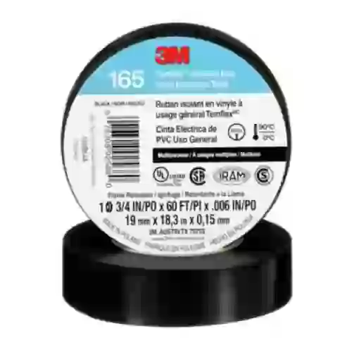 Cinta aisladora de pvc - temflex 165 19mm x 18m negro (reemplaza codigo 45810) cantidad por caja master 100  