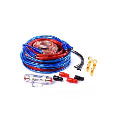 Fichas de audio - kit de cables para potencia. cableado mediano. 4 gauge. 2500 watts. fusible 80 amp. incluye accesorios cantidad por caja master 12  