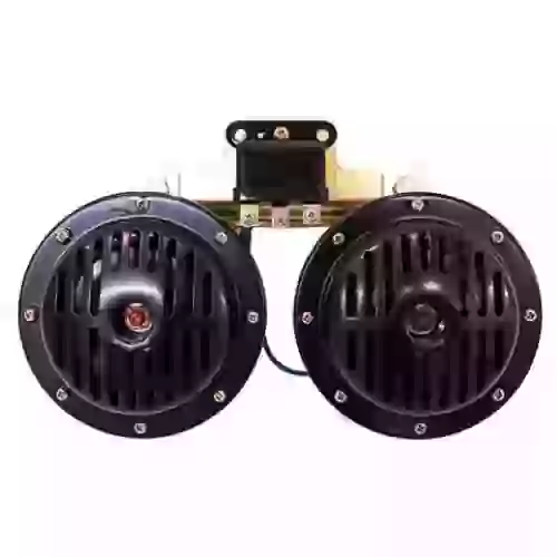 Bocina tipo disco galleta - mercedes benz. 2 terminales. voltaje 12 v. envase por juego diametro 110mm con relay y fijacion metalica incorporada reforzada  