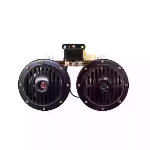 Bocina tipo disco galleta - mercedes benz. 2 terminales. voltaje 24 v. envase por juego diametro 110mm con relay y fijacion metalica incorporada reforzada  