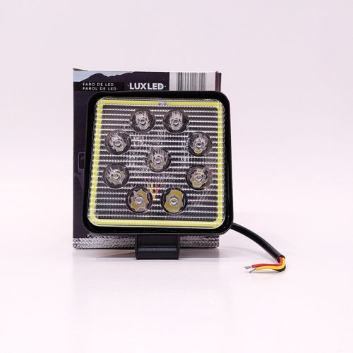 Faro de led - faro de led cuadrado - 9 led 27w blanco con aureola ambar 10.8x2x11cm  