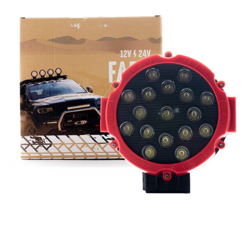 Faro de led universal - cirular 54 watts (18 led  3 watts) color blanco 12v / 24v - haz de luz spot -  