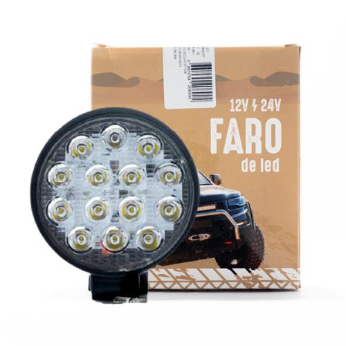 Faro de led universal - cirular 42 watts (14 led  3 watts) color blanco 12v / 24v - haz de luz spot - cantidad por caja master 50  