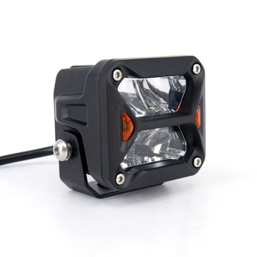 Off road faro de led universal - cuadrado 3Â´Â´ color blanco con giros ambar - 20 watts - 4 chip osram p8 - 12v/24v