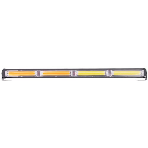 Barra led cob dual - 12-36v blanca y ambar 4 bloques cob 60w flash 10 funciones 600x40x45mm  incluye toma a 12v con interruptor on / off y manejo de funciones destellantes  