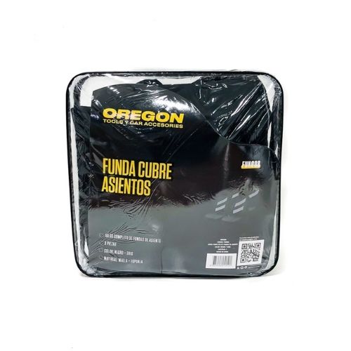 Funda cubre asiento - 9 piezas de tela color negro con detalles gris