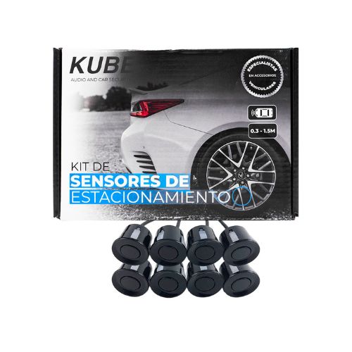 Kit de sensores de estacionamiento con display - negro - 8 piezas (4 delanteras y 4 traseras) con display electronico con distancia numerica y grafica