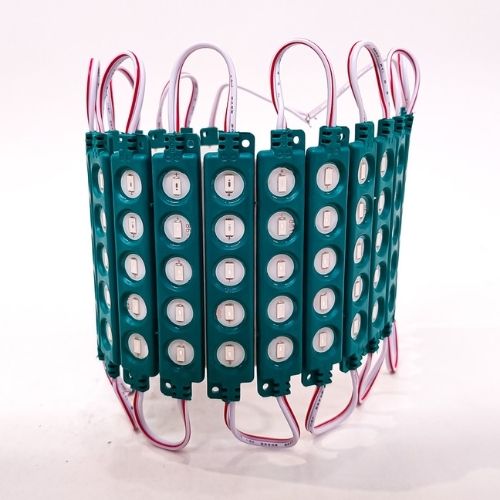 Modulo led cob - 5 led cob circular autoadhesivo 12v color verde 7cm x 1,5cm  