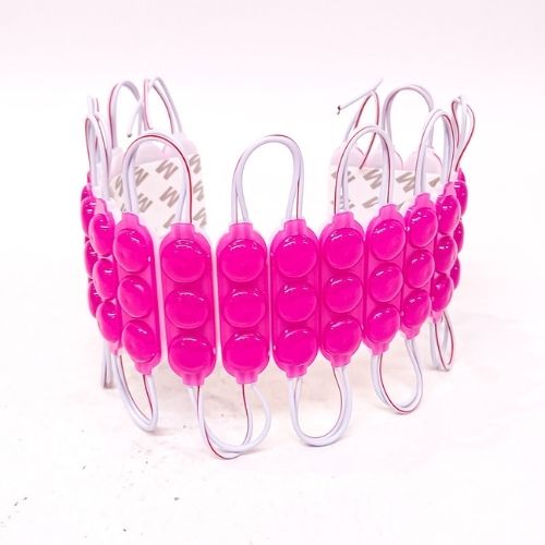 Modulo led cob - 3 led cob circular fume autoadhesivo 12v color rosa 7cm x 1,5cm  
