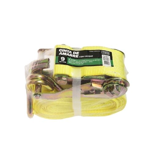 Cinta de amarre con crique - 1 pieza de 9 metros de largo x 5 cm de ancho. capacidad 2000 kgs  