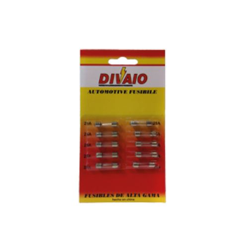 Fusible vidrio 25mm en blister por 10 unidades - fusible vidrio 25mm en blister (10 unidades) x amper 10 amp cantidad por caja master 500  