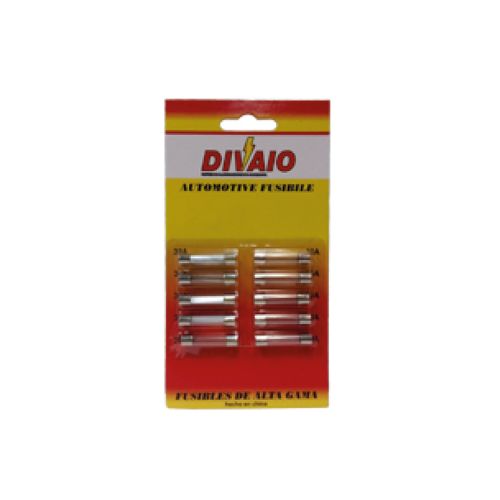 Fusible vidrio 32mm en blister por 10 unidades surtido - fusible vidrio 32mm en blister (10 unidades) surtido 5/10/15/20/25 amp  