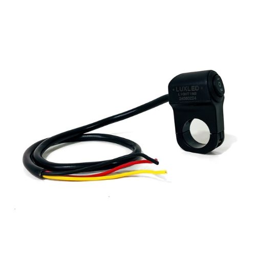 Interruptor universal - tecla de 2 puntos universal con soporte manubrio y cable de conxeion 12v incluido. ideal para motos y bicis. medidas 52 mm * 42mm * 24mm