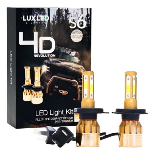 Kit de led s6 revolution 4d h4 6 gen revolution 4 caras chip cob 12v con mini cooler  